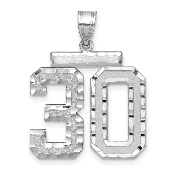 14k White Gold Varsity Collection Large D/C Pendant Number 30
